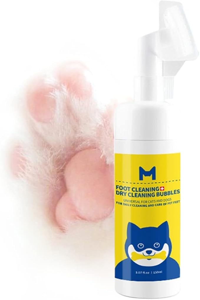 Dog paw Cleaner,Cat paw Cleaner,Pet paw Cleaner,No Rinse Waterless Dog Paw Shampoo with Bath Brush, PH Perfectly Balanced,Natural mild Formula,Pet Muddy paw Cleaner(150ml/5.07 Oz)