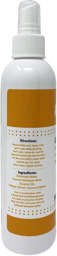 Natural Waterless Bath Spray, Moisturizing Coconut Papaya, for Dogs, 8oz