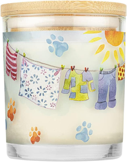 One Fur All Pet House Candle 2 Pack - Plant-Based/Soy, Long Lasting, Pet Odor Eliminating, Sunwashed Cotton Scented Candles