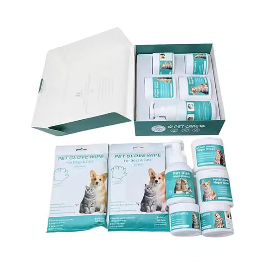 Pet Care Cleaning Kit, Dog and Cat Grooming, wipes, Ear, Teeth, Eye Wipes, Pet Wash Foam set, Gift for Dogs and Cats