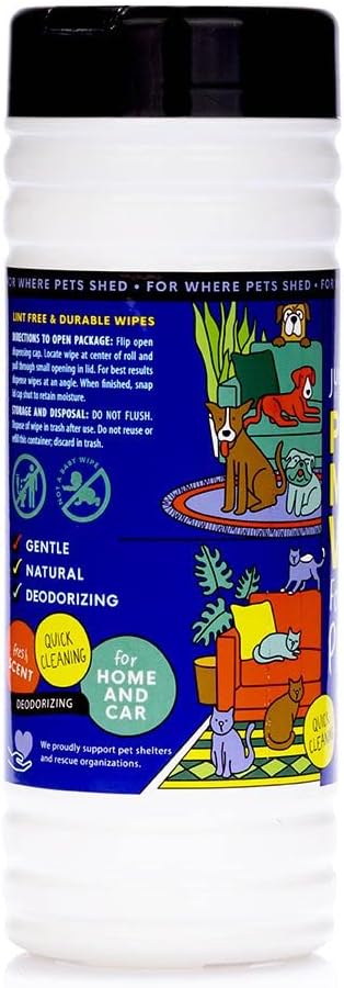 Pet Mess Wipes for Pets Cleansing, Wipes for Dogs and Puppies–Remove Fur, Dander, Smells from Vehicle Seats, Washable Furniture, Wood, Tile, and Laminate Floors 50 Count (Pack of 4)