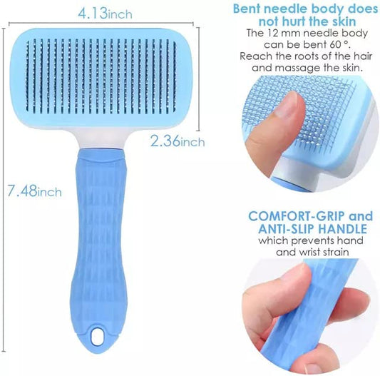 Self-Cleaning Pet Hair Detangler and Grooming Brush