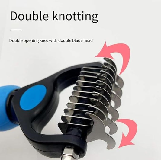 XIIELII 2-Sided Pet Grooming Brush for Dogs & Cats - Detangling Comb with Stainless Steel Teeth, Safe Deshedding Tool for Short/Long Hair(1 Piece)