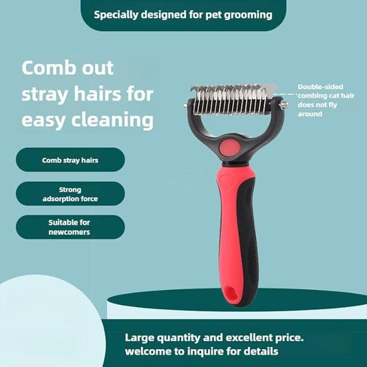 Pet Comb Ultimate Dog Grooming Set: Professional Deshedding Brushes for Dogs & Cats – Perfect for Long-Haired Breeds, Flea Removal, & Dematting(Red, For Large and Medium Dogs)