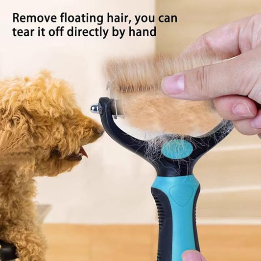 Pet Dematting Tool 2 Pack Double Sided Undercoat Rake & Dematting Comb for Cats and Dogs for Detangling Matted or Knotted Undercoat Hair (Green & Black, Large)