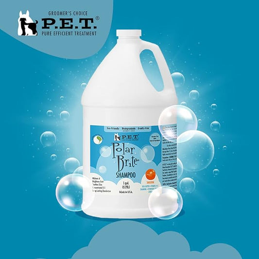 Polar Brite Tangerine Shampoo 16 Oz – Deep Cleaning & Whitening for All Coat Types, Made in USA by P.E.T.