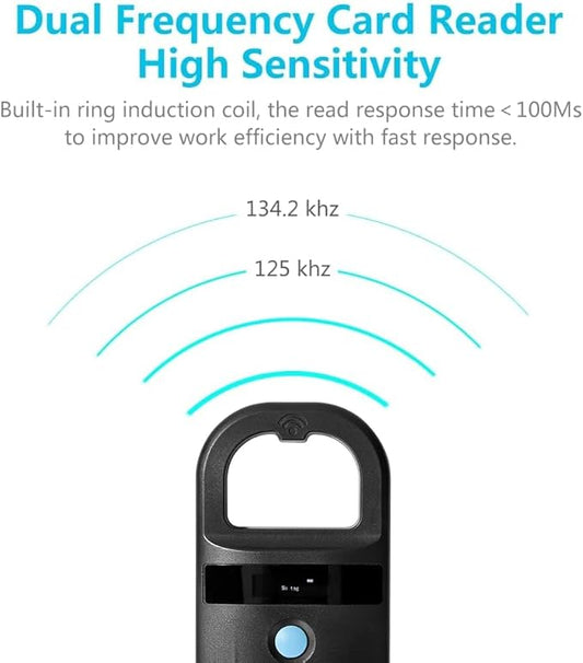 Microchip Reader, Pet Microchip Scanner with Display Screen Supports FDXB (ISO11784 / 11785) and EMID, Scanner for Dogs Cats Pigs Animal (Black)