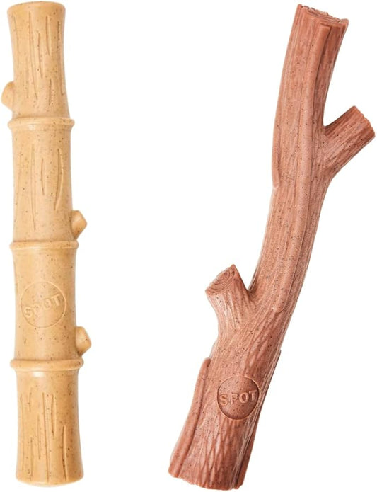 SPOT Bambones Bamboo Plus Bamboo Stick 2 Pack Bundle – Easy Grip Durable Dog Chew Toy for Aggressive Chewers & Puppies –A Non Splintering Alternative to Real Wood - Medium