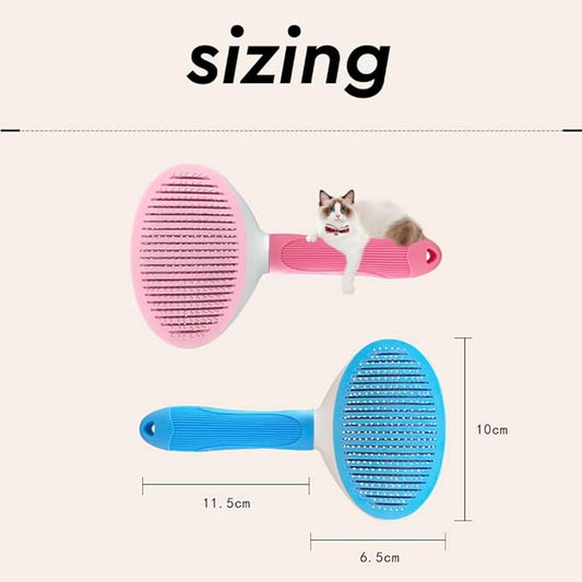 Self Cleaning Bristle Slicker Brush for Dogs Cats, Pets Easy Grooming Brush, Deshedding Massaging Tool, Gray