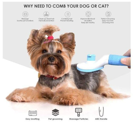 Pet Grooming Brush, Self Cleaning Slicker Brush for Dogs, Cats, Bunnies, Removes Loose Undercoat, Massaging Tool for Long or Short Hair