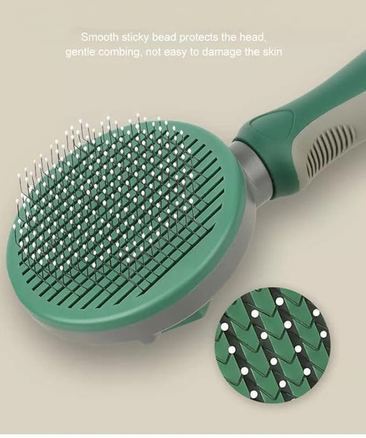 AndroPets - Self-Cleaning Grooming Brush for Dogs and Cats | Removes Loose Undercoat, Mats, and Tangled Hair | Deshedding Tool and Massage Brush (Green)