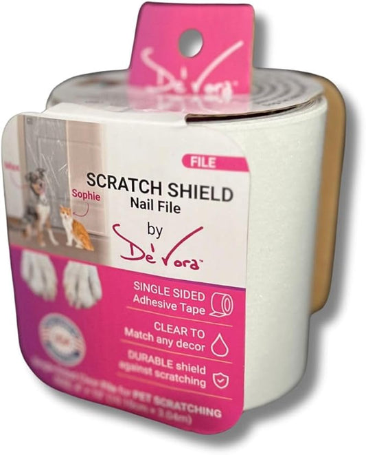Transparent Scratch Shield Claw File Protention Tape for Furniture, Windows, Floors & Walls- Anti Scratch Furniture Protector and File -10 feet Self-Adhesive Tape for Cats & Dogs (File)