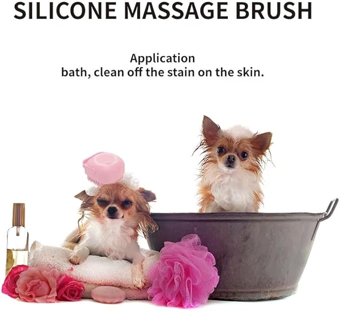 Pet Grooming Bath Brush with Shampoo Dispenser โ Soft Silicone Scrubber for Dogs & Cats โ Gentle Cleaning, Shedding, and Bathing Tool for Pets