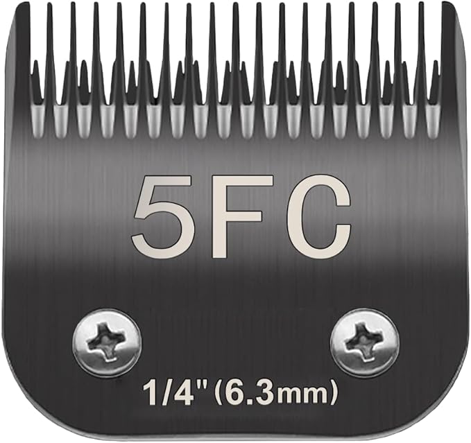 Docal 5FC Pet Dog Grooming Detachable Blades, Compatible with Andis Size-5FC Cut Length 1/4"(6.3mm), Most A5,KM Series Clippers,Made of Ceramic Blade (Black)