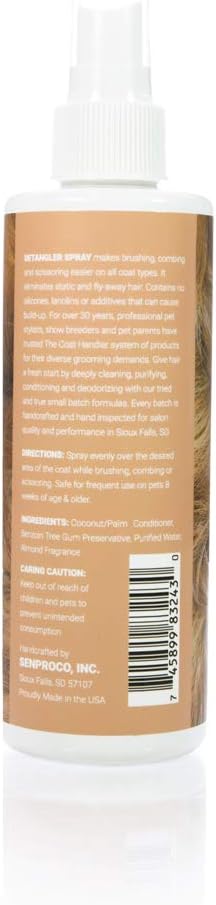 Anti-Static Detangler Dog Spray - Eliminates Static and Fly-Away Hair, All Natural Ingredients