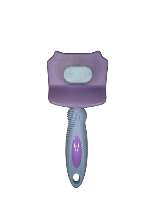 Pet Self Cleaning Slicker Brush, Skin Friendly Deshedding Grooming Tool for Shedding & Haired Pets, 3 Colors Available Pink, Blue and Purple (Purple)