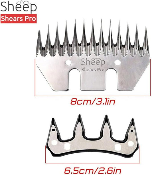 13 Tooth Straight Blade Replacement Universal Sheep Cutter Blades Set with 2 x Sheep Clipper Oil Lubricant Bottles 6.8 Fl OZ (200ml)