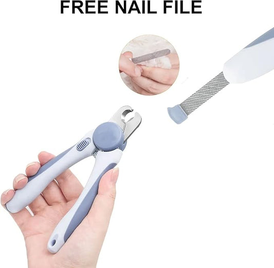 Pet Nail Clipper - Pet Grooming Tool for Nail Clipping and Trimming - Suitable for Dogs and Cats, Equipped with a Safety Guard and Razor Sharp Blade for Precision - plus a Bonus Free Nail File (Blue)