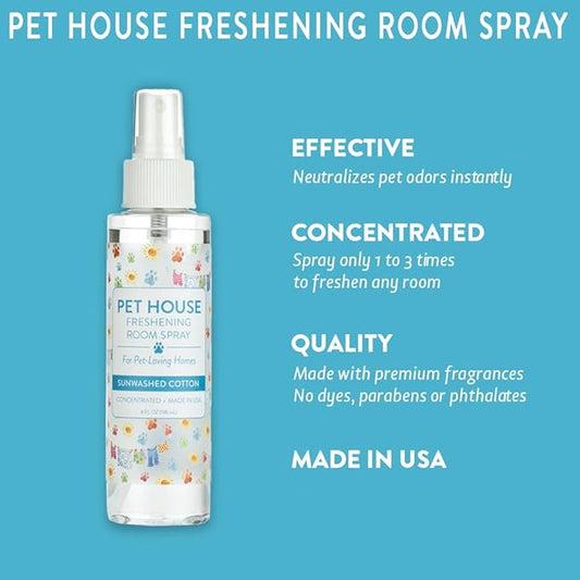 One Fur All Pet House Freshening Room Spray - Sunwashed Cotton - Concentrated Air Freshener - Non-Toxic & Pet-Friendly Air Freshener - Pet Odor Eliminator Room Spray
