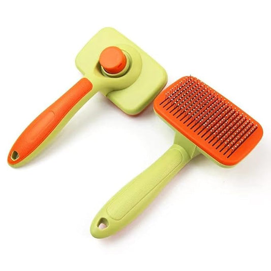 Self-Cleaning Pet Grooming Brush for Dogs & Cats (Green)