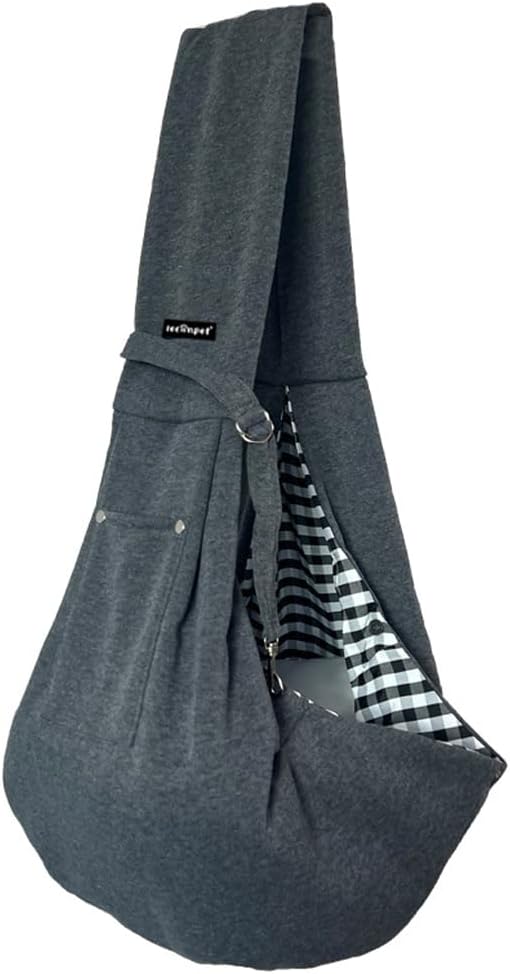 Leconpet Dog Sling Carrier Shoulder Bag for Pets with Mobile Phone Pocket Safety Buckle Security Lock, Suitable for Puppy, Small Dogs, and Cats for Outdoor Travel (Dark Grey)