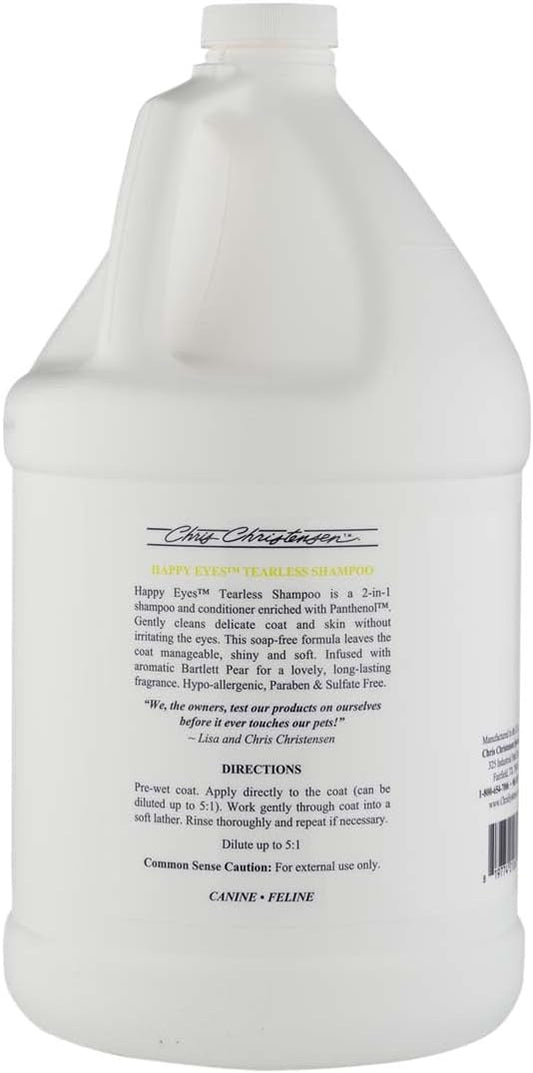 Chris Christensen Happy Eyes Ultra Concentrated Tearless Dog Shampoo, Makes up to 5 Bottles, Groom Like a Professional, Hypo-Allergenic, Sulfate Free, No Tears, All Coat Types, Made in USA (Gallon)