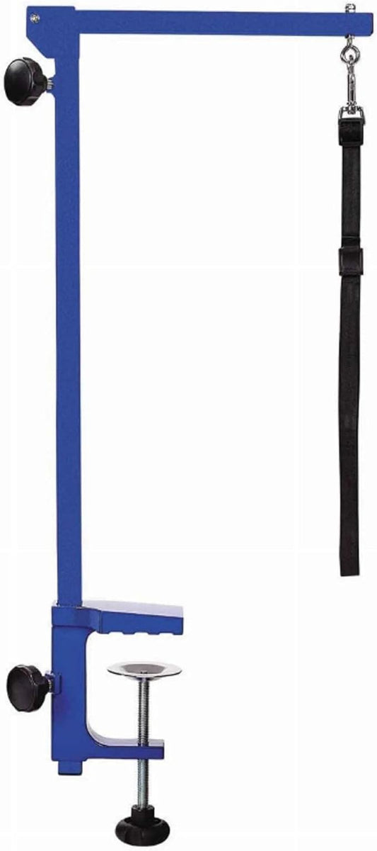 Master Equipment Blue Foldable Grooming Arm for Pets – 24” to 48” in Height, Attaches to Grooming Table Minimum 3” Thick
