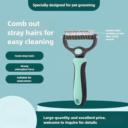 Pet Comb Ultimate Dog Grooming Set: Professional Deshedding Brushes for Dogs & Cats – Perfect for Long-Haired Breeds, Flea Removal, & Dematting (Green, For Cats and Small Dogs)
