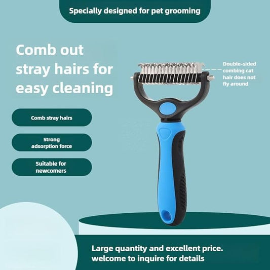 Pet Comb Ultimate Dog Grooming Set: Professional Deshedding Brushes for Dogs & Cats – Perfect for Long-Haired Breeds, Flea Removal, & Dematting (Blue, For Cats ans small dogs)