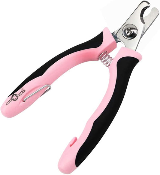 Professional Pet Nail Clipper with Bent Blade, Pink, Medium