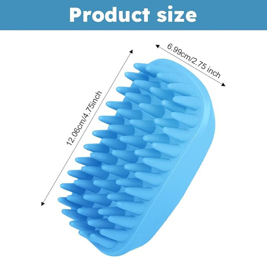 Dog Bath Brush, Pet Silicone Shampoo Brush, Rubber Shower Wash Curry Brush, Soft Shedding Bathing Brush Removes Loose & Shed Fur, for Short Long Haired Dogs Cats Massage Comb