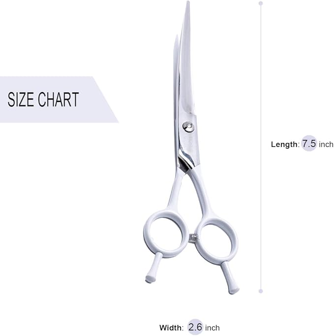 LovinPet Dog Grooming Scissors/6CR grooming Scissors for Dogs/curved Scissors for Dog Grooming/dog Scissors Grooming/left/right-handed Safety Blunt-tip Dog Scissors for Grooming Eyes for Dogs And Cats (RED)