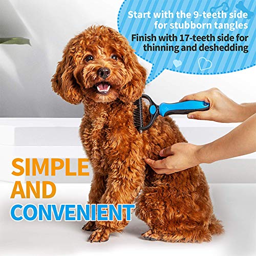 pets grooming tools (PPGT-001 blue) Dog and Cat Dematting Deshedding Brush Tool- Premium Pet Dematting Comb – Exceptional Grooming Accessory for Pets