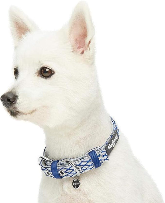 Blueberry Pet 2 Patterns Diamond Pattern Adjustable Neoprene Padded Dog Collar with Metal Buckle - Royal Blue, Neck 9-12.5", for Small Breed