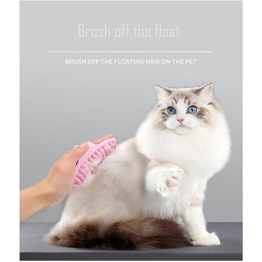 Pet Grooming Brush Set, 2 PCS, Rubber Massage Comb with Adjustable Handle for Dogs and Cats (Pink&orange)