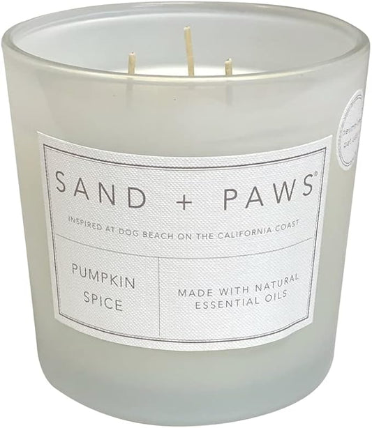 Sand + Paws Scented Candle - Pumpkin Spice - Additional Scents and Sizes –Luxurious Air Freshening Jar Candles Neutralize pet Odors and Enhance Home décor – 100% Cotton Lead-Free Wicks - 21 oz