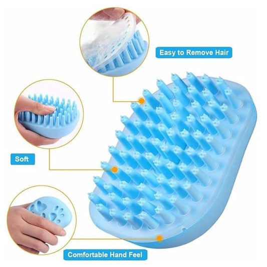 Soft Silicone Bristles Massage Grooming Brush for Dogs and Cats Soft Pet Shampoo Brush for Shedding Hair Pet Bathing Tool (Pink)