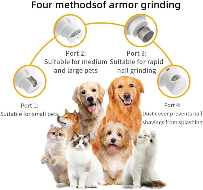 Dog Nail Trimmers, 4-Speed Dog Nail Grinder, Painless & Quiet Pet Nail Trimmer for Large Dogs, Medium & Small Dogs/Cats(2 Grinder Wheels)