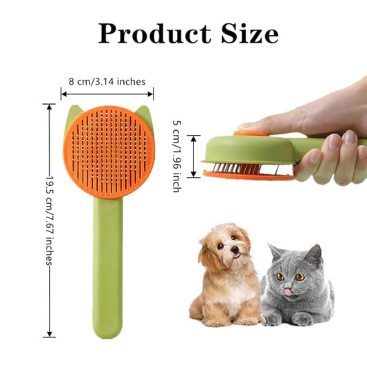 1 PCS Cat Brush Professional Cat Grooming Brush Cat Comb Dog Brush Dog Grooming Brush Pet Brush Tool with Cleaning Button for Cat Dog
