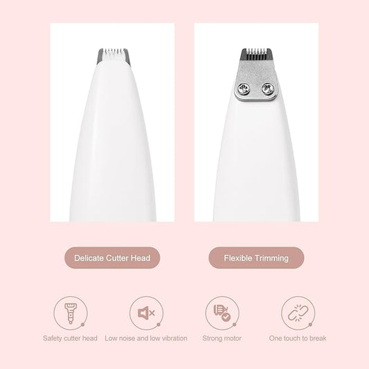 Dog Clippers for Grooming, Dog Paw Trimmer, Pet Paw Trimmer, Mini Trimmer for Dogs, Rechargeable, Low Noise for Trimming Dog Cat Hair Around Paws, Eyes, Ears, Face, Rump (White)