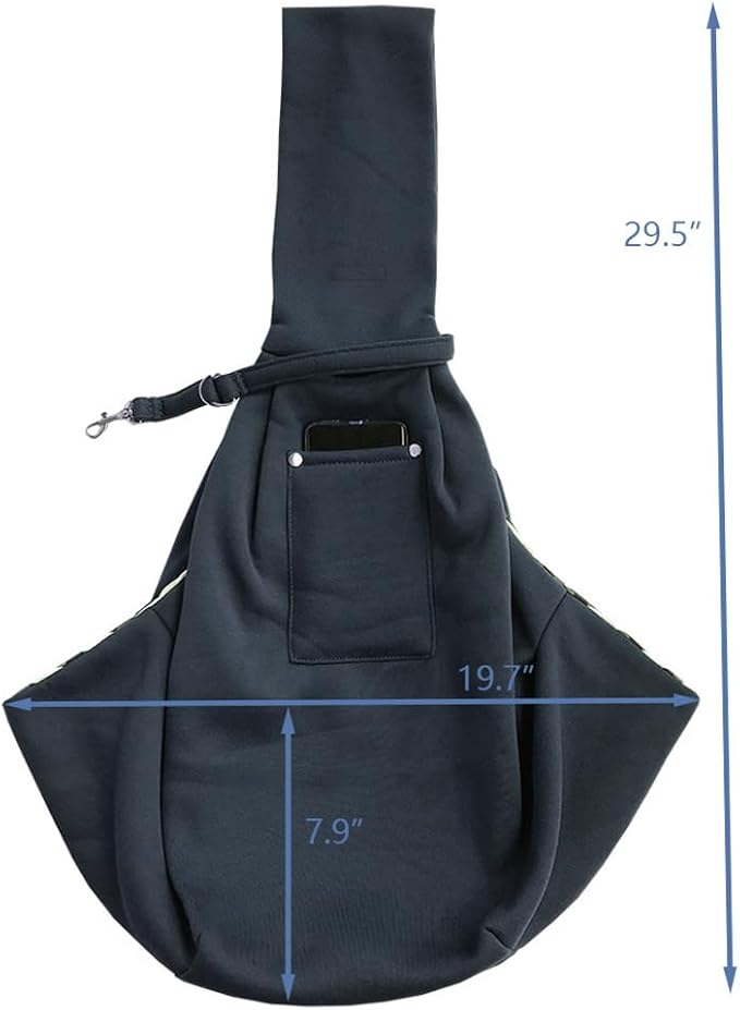 Leconpet Dog Sling Carrier Shoulder Bag for Pets with Mobile Phone Pocket Safety Buckle Security Lock, Suitable for Puppy, Small Dogs, and Cats for Outdoor Travel (Dark Grey)