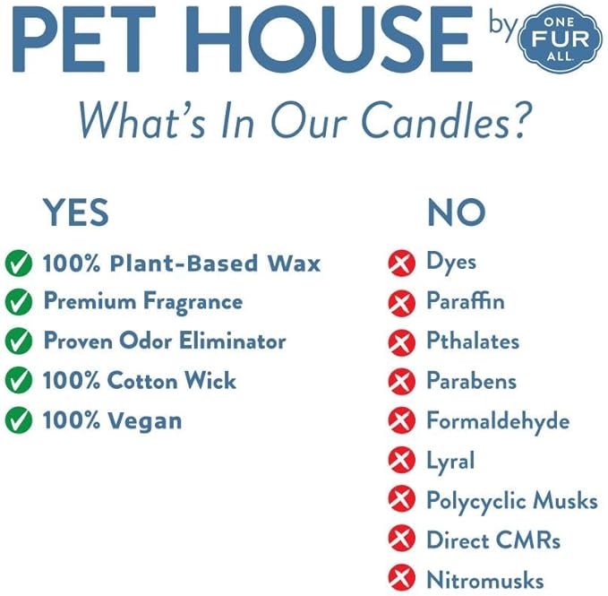 One Fur All Pet House Mini Candles for Pet Odor Made with Natural Soy Wax, Plant Based, Dog and Cat Friendly Scented Candles, Bamboo Watermint Pack of 3