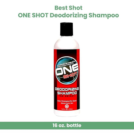 Best Shot One Shot Deodorizing Shampoo, Coat and Skincare Product for Dogs, Cats, and Horses, Eliminates Foul Odors, De-Skunk, Ready-to-Use, 16 Oz.