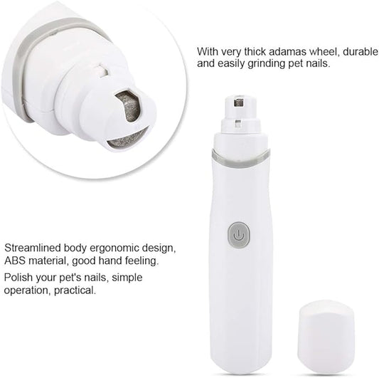 Zerodis Pet Claws Nail Grinder, Electric Battery Operated Pet Nail Trimmer Clippers Portable Dog Grooming Grinding Tool for Pet Dogs Cats (Grey)