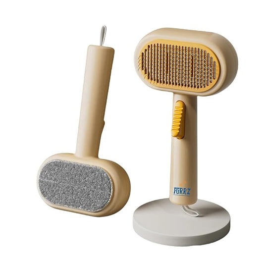 Self-Cleaning Slicker Brush for Dogs & Cats – Effective Pet Grooming & Deshedding Tool, Gentle & Skin-Safe, Ideal Dog Brush for Small, Medium & Large Breeds (Yellow)