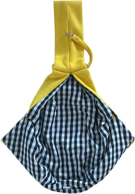 Leconpet Dog Sling Carrier Shoulder Bag for Pets with Mobile Phone Pocket Safety Buckle Security Lock, Suitable for Puppy, Small Dogs, and Cats for Outdoor Travel (Yellow)