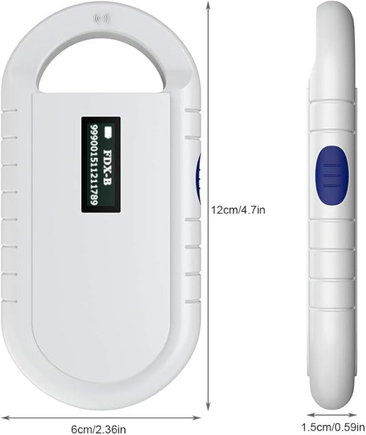 Pet Microchip Scanner, Handheld Animal Chip Reader Portable RFID Reader Supports for ISO 11784/11785, FDX-B and ID64 RFID