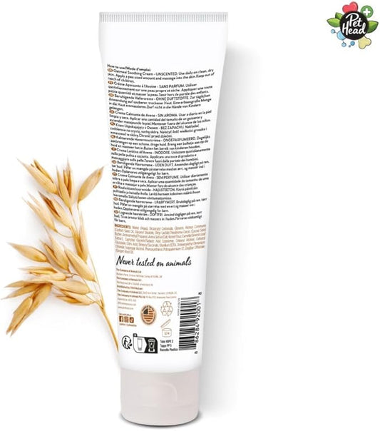 Pet Head Health Oatmeal Soothing Cream for Dogs | Fragrance Free | Nourishes and Hydrates | Suitable for use on Sensitive Skin, Noses, Paws, Wrinkles, Folds and Tail Pockets | 3 fl. oz.