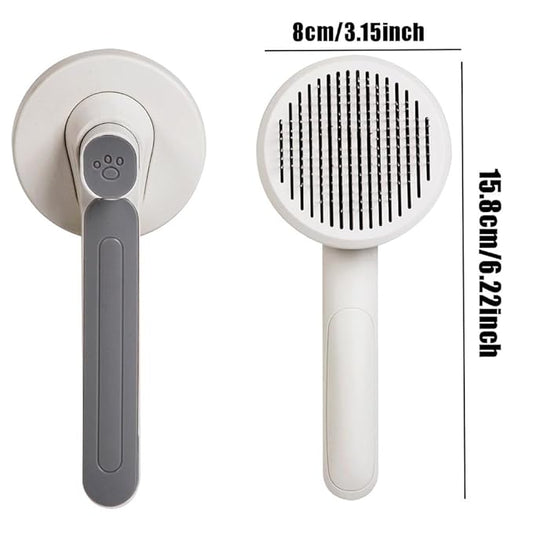 1 Pcs Cat Grooming Brush, Cat Brush Cats Grooming Dematting Comb Self Cleaning Slicker Brushes for Dogs Cats Pet for Shedding Remove Undercoat Mats Hair Pet Massage-Self Cleaning Slicker Brush, Gray