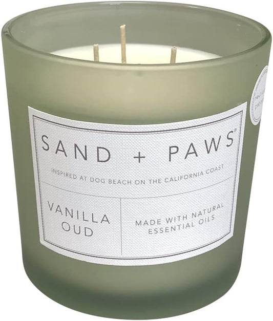 Sand + Paws Scented Candle - Vanilla Oud - Additional Scents and Sizes –Luxurious Air Freshening Jar Candles Neutralize pet Odors and Enhance Home décor – 100% Cotton Lead-Free Wicks - 21 oz